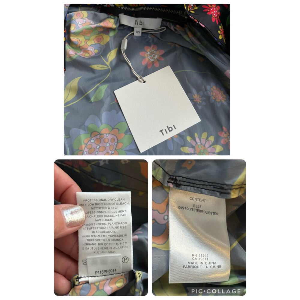 TIBI FLORAL PRINT ANORAK JACKET WITH DETACHABLE HOOD WATER REPELLENT WOMEN SZ L - Picture 14 of 15